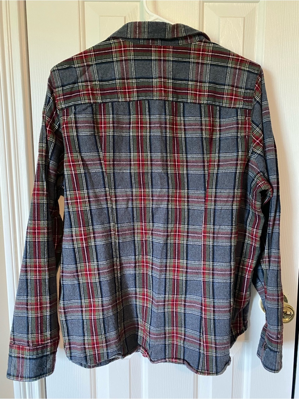 L.L.Bean Plaid Button-Up Flannel Shirt - Gray & Red Size XL Petite - Picture 3 of 5